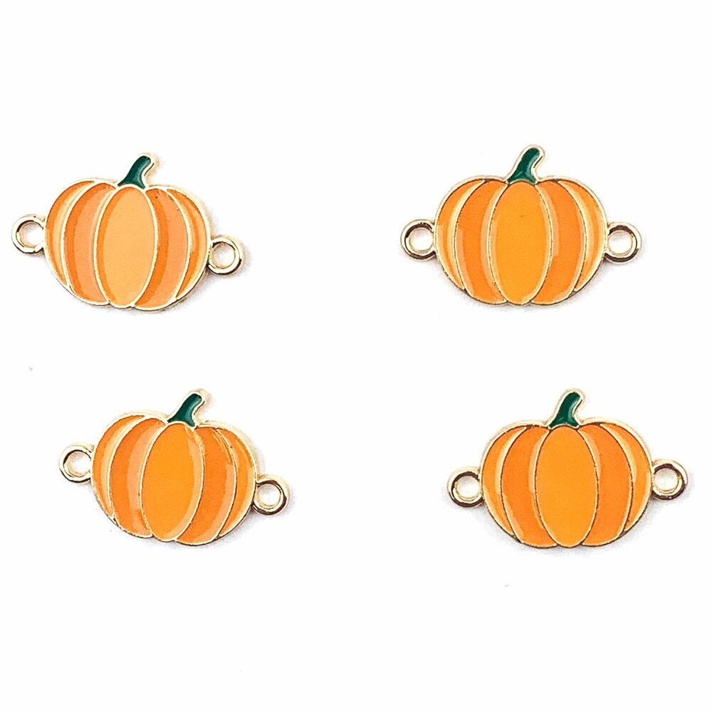 2331 20PC Gold Enamel Halloween Pumpkin Charm Pendants for DIY Necklace